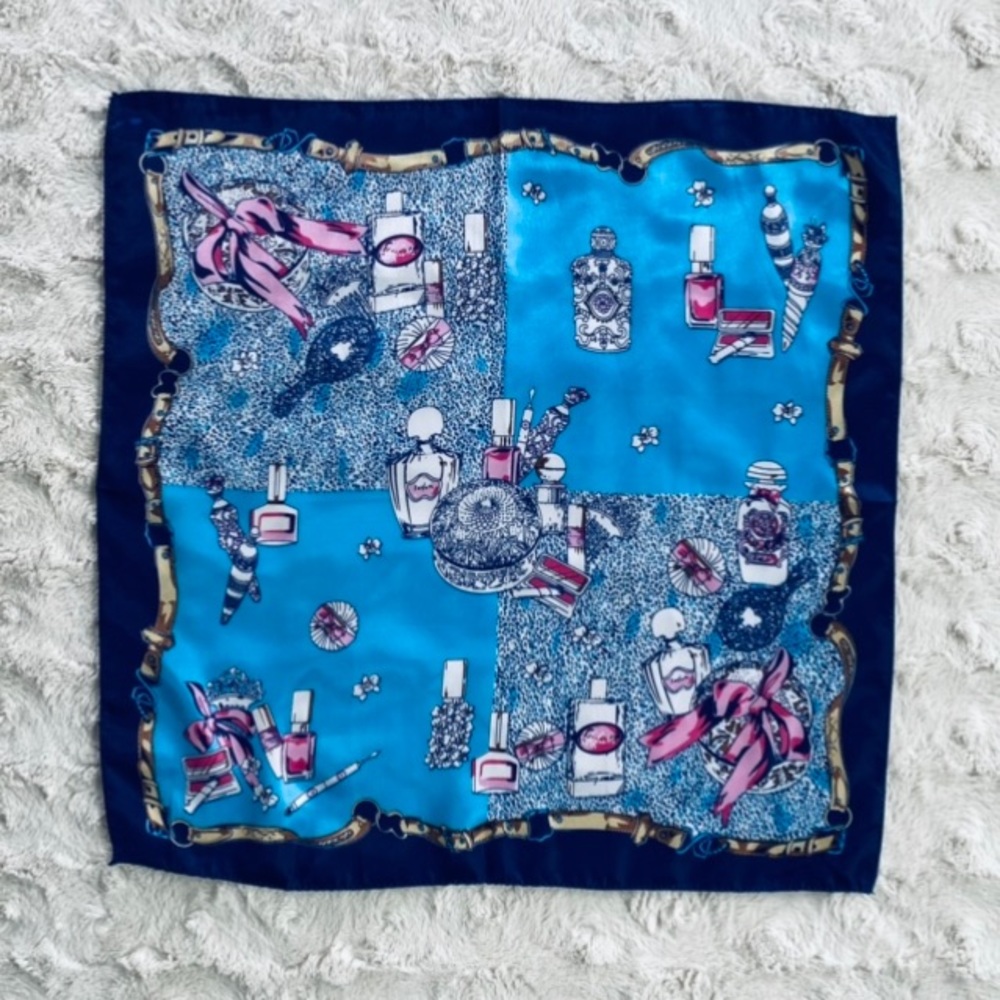 Blue Square Satin Scarf